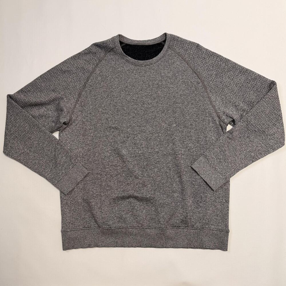 Lululemon Sweatshirt Mens Extra Large Gray Waffle Knit Crewneck Pullover